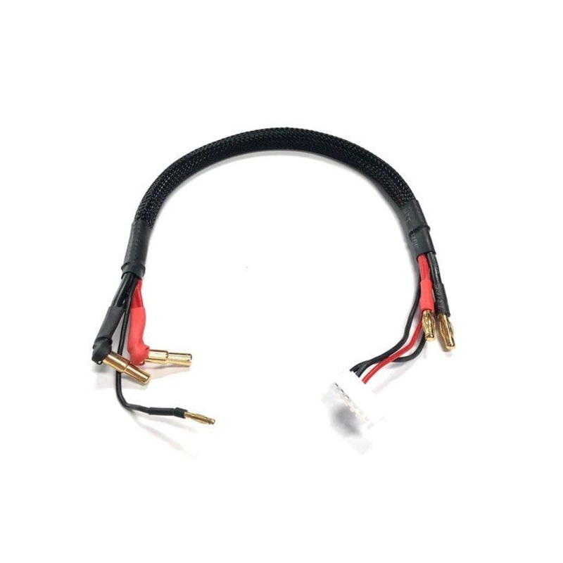RC Pro RCP-BM043-V2 V2 Premium 4-5mm Stepped 90 Degree Covered Easy Pull Bullet - 4mm Charge Lead 350mm long 2S Balance with 7pin XH Plug. Braided Wrap & Glued Heat Shrink