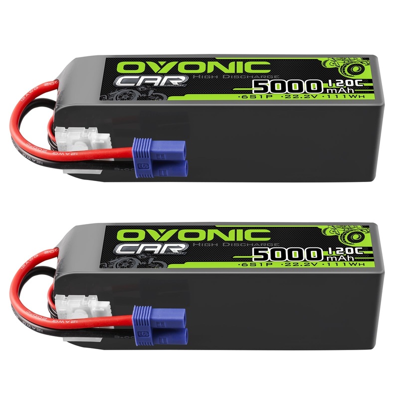 2 Ovonic 5000mah 6S 22.2V 120C Lipo Battery Pack with EC5 Plug for RC Car RC Truck Airplane Helicopter Boat Car Racing RC Hobby