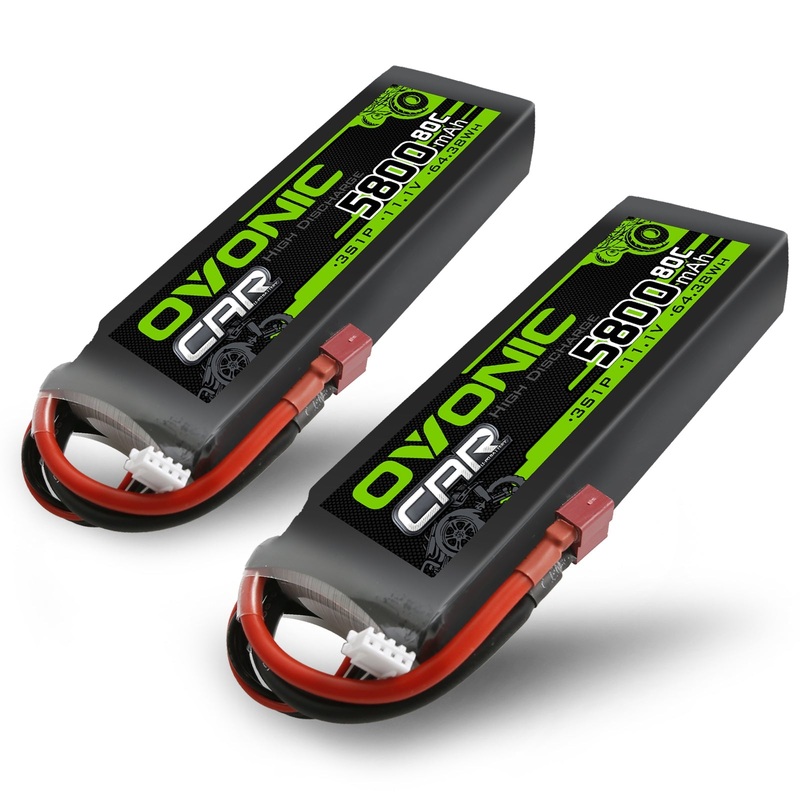 2Ovonic 80C 3S 5800mAh 11.1V LiPo Battery for 1/10 TRA Losi Car with Deans Plug