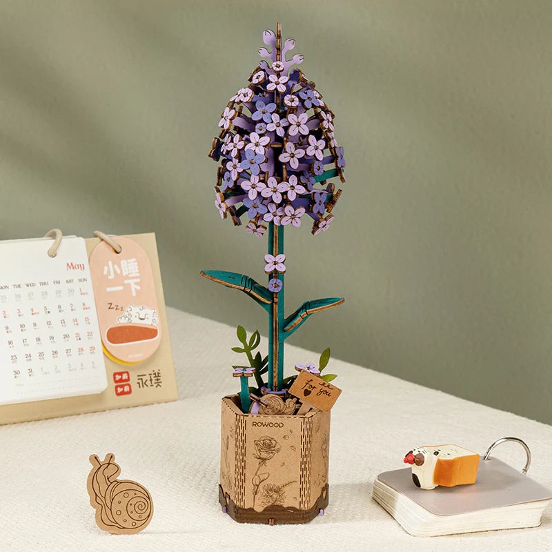 Robotime TW021 Rowood DIY Wooden Flower Bouquet (Lilac) 3D Wooden Puzzle