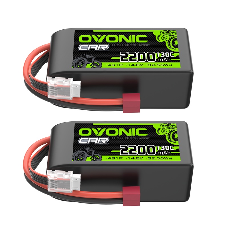 OVONIC 4S 2200mAh 14.8V 130C Short Lipo Battery with T Plug for 1/10 scale RC Car Truck Airplane