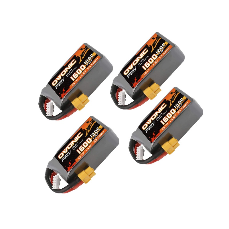 4Ovonic 120C 14.8V 1600mAh 4S LiPo Battery Pack for FPV Racing - XT60 Plug