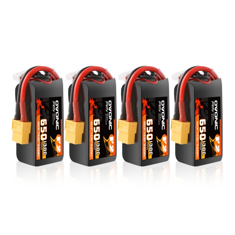 4Ovonic 130C 650mAh 14.8V 4S LiPo Battery with XT60 Plug for 3 inch FPV Racing Drone 4 inch Toothpick
