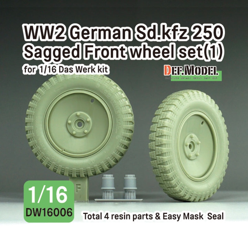 Def Model DW16006 1/16 WW2 German Sd.kfz 250 Half Track Sagged Front wheel set(1) (for 1/16 Das Werk kit)