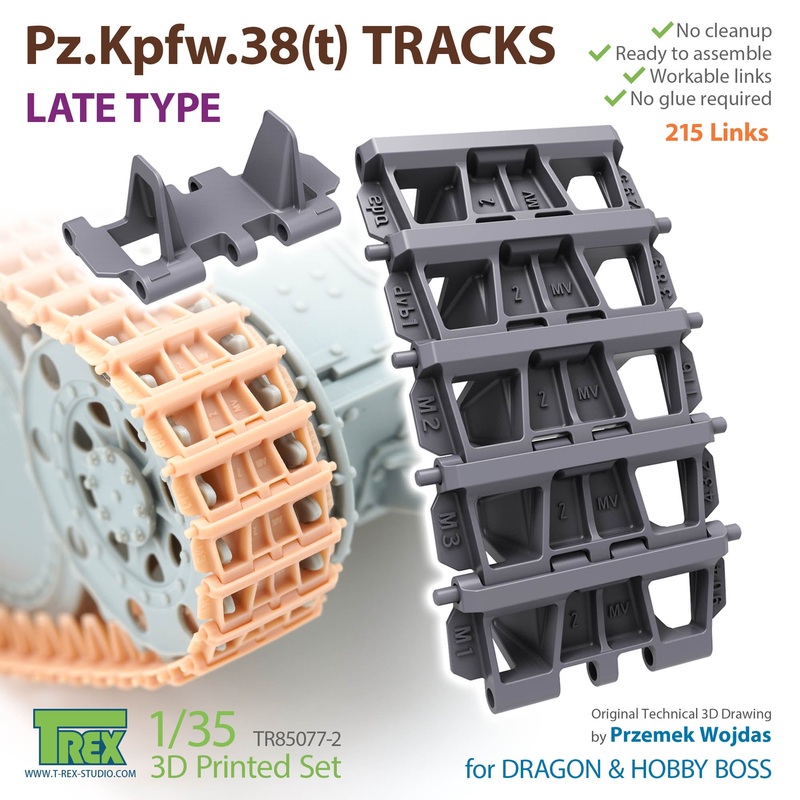 T-Rex 85077-2 1/35 Pz.Kpfw.38(t) Tracks Late Type (DML/Hobby Boss)