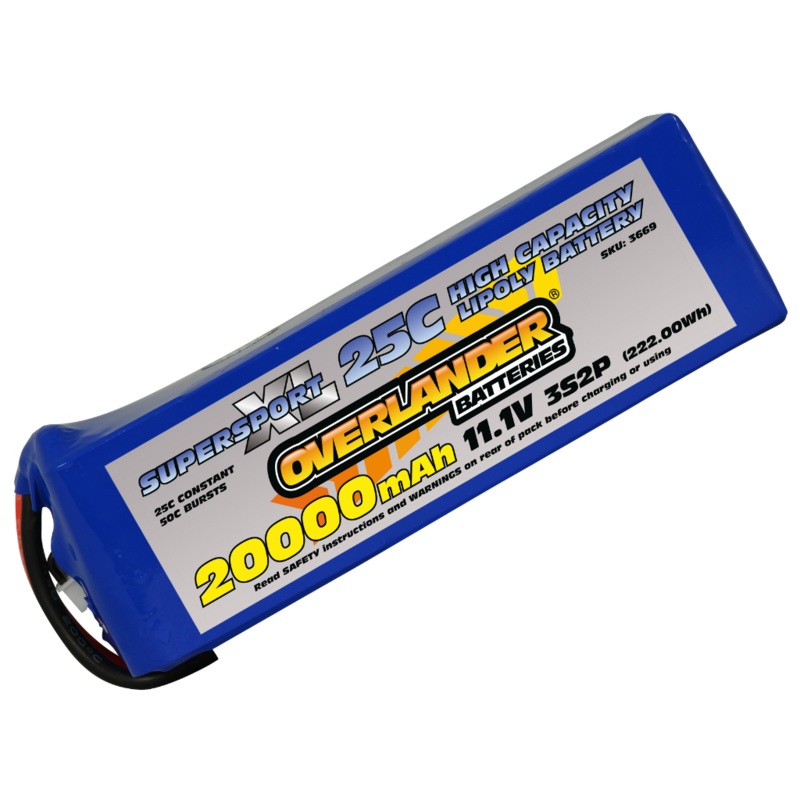 Overlander 20000mAh 11.1V 3S2P 25C Supersport XL LiPo Battery - AS150