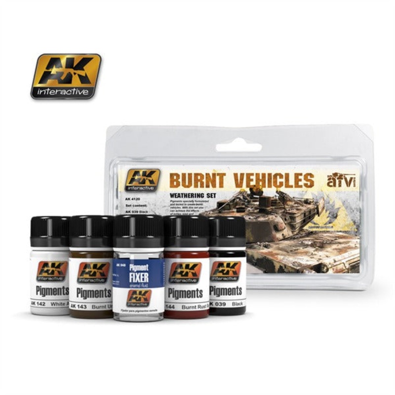 AK Interactive 4120 Burnt Vehicles Set