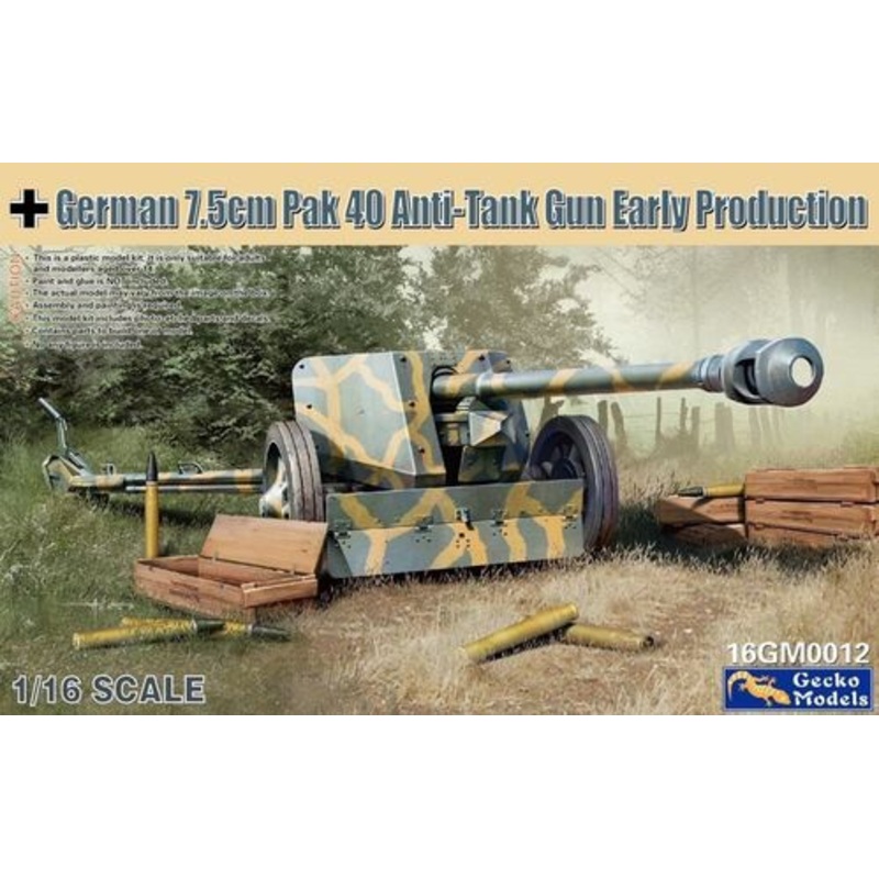 Gecko Models 16GM0012 1/16 German 7,5 cm Pak 40 Anti-Tank Gun early prod.