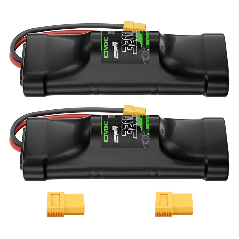 2 OVONIC 8.4V 3200mAh NiMH Battery Pack 7-Cell Hump with XT60 & TRX Plug for RC Cars & Trucks