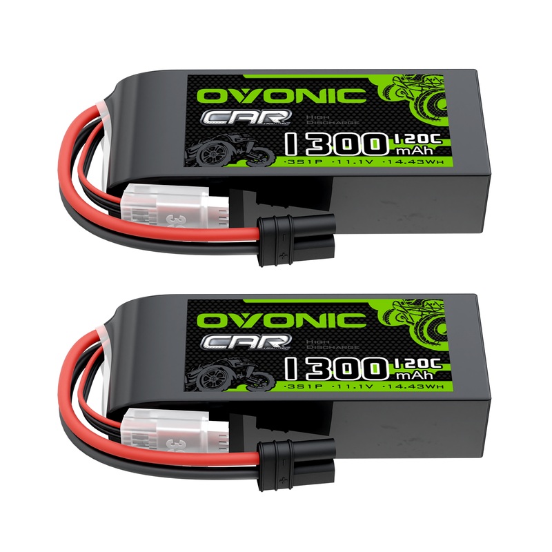 2 x OVONIC 11.1V 1300mAh 120C 3S Lipo Battery with IEC Plug for 3S RC Car Truck Aircraft