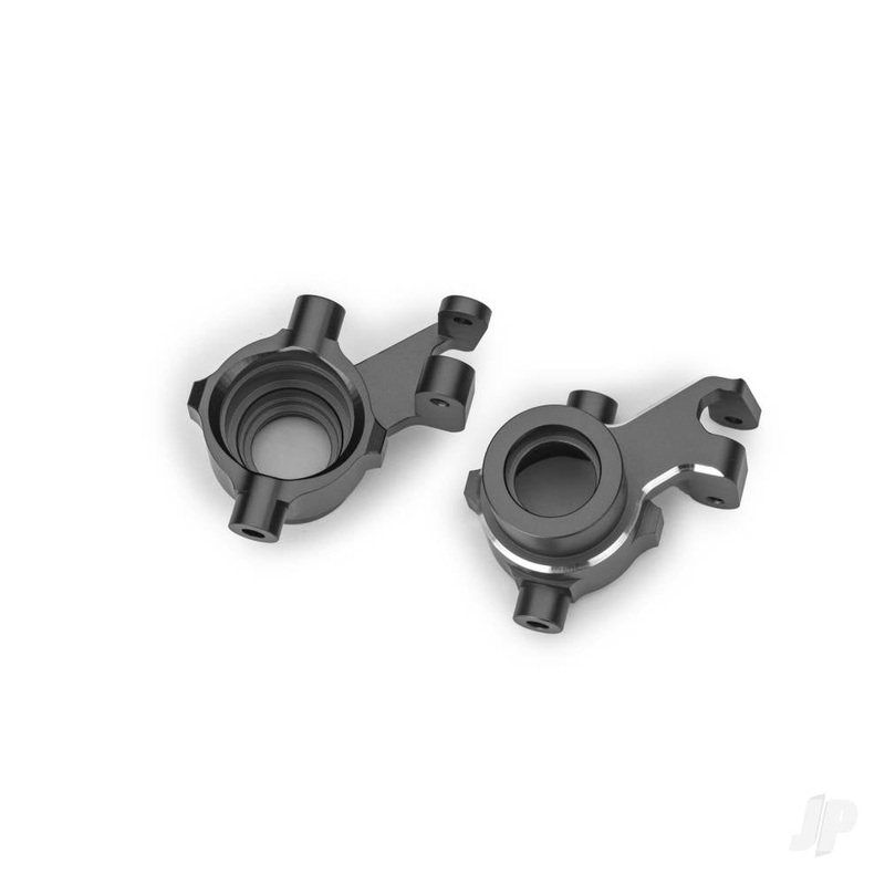 Steering blocks 6061-T6 aluminium (grey-anodised) left & right 3x18mm BCS (with threadlock) (2)