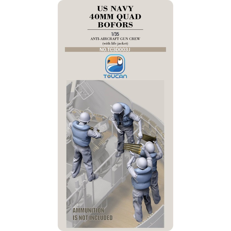 Toucan Models 1/35 U.S Navy Bofors Gun Crew With Life Jackets Figure Set 3