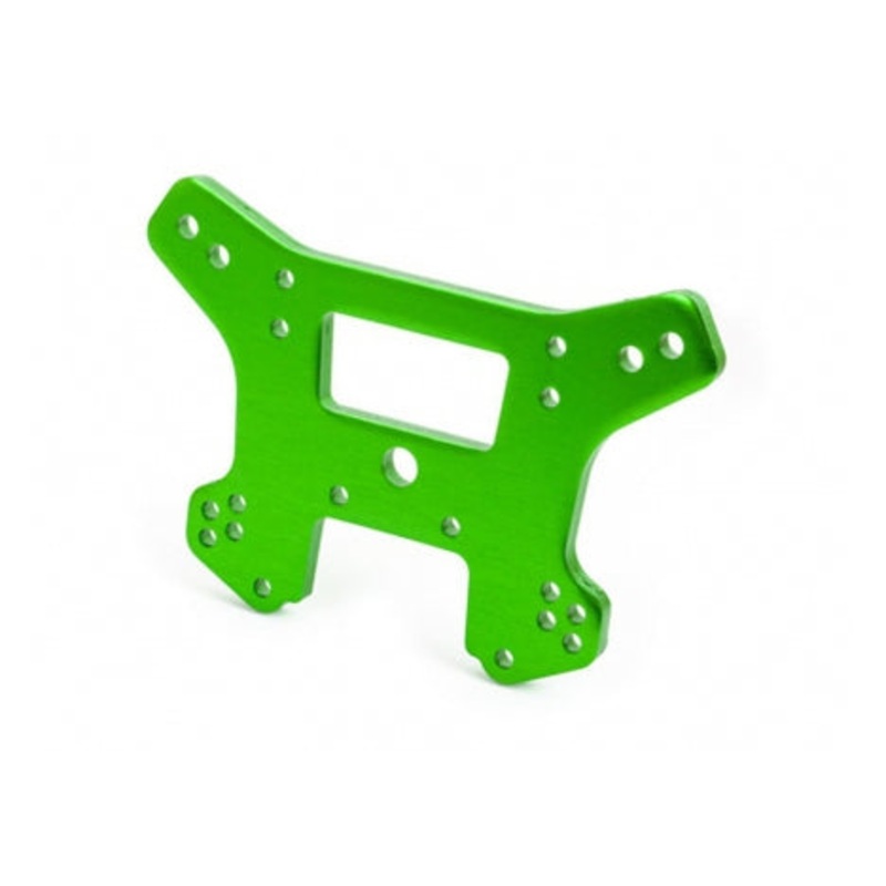 Shock tower front 6061-T6 aluminium (green-anodised)/ 3x15mm BCS (with threadlock) (2)