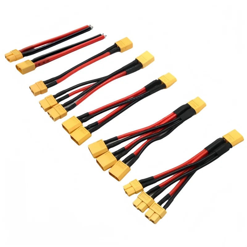 XT60 Battery Connector Y Splitter - 14AWG Parallel Cable 60A 1 male to 2 F
