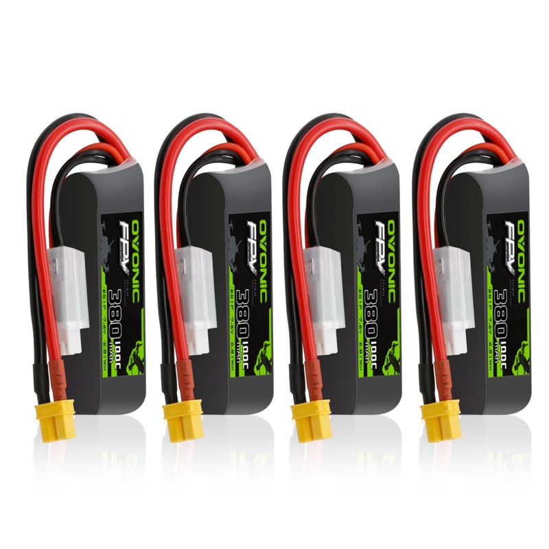 4OVONIC 2S Lipo Battery 380mAh 2S1P 100C 7.4V with XT30 Plug for Tinywhoop Mini FPV Drone Quadcopter